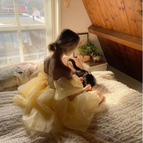 Selkie Pale Yellow Puff Sleeve Mini Dress - Picture 5 of 10